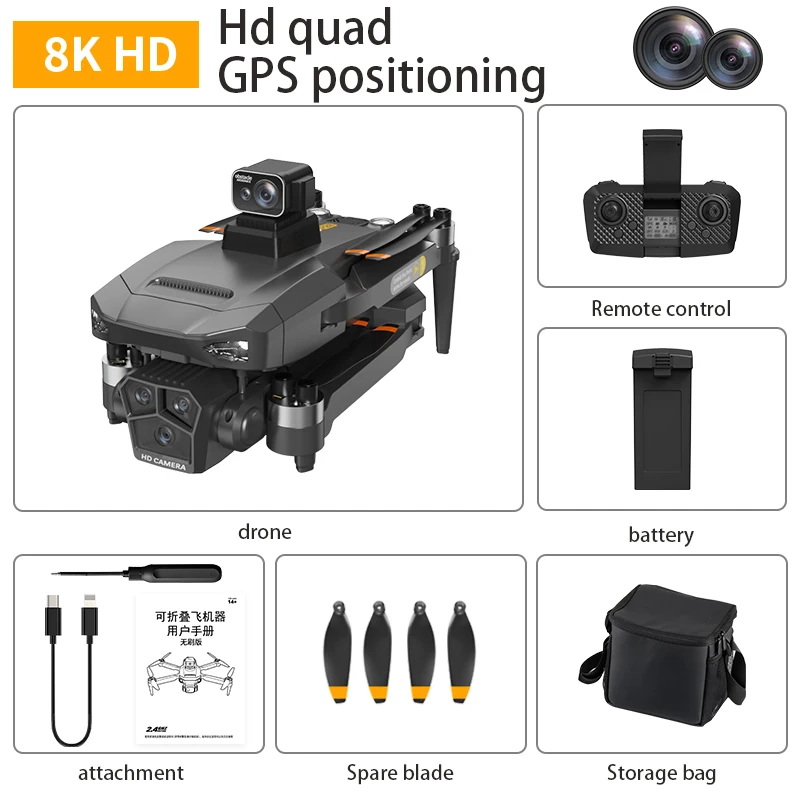 Motore Brushless a lunga distanza 8K HD fotografia aerea Drone Gimbal a tre assi GPS ritorno flusso ottico Hover RC Drone