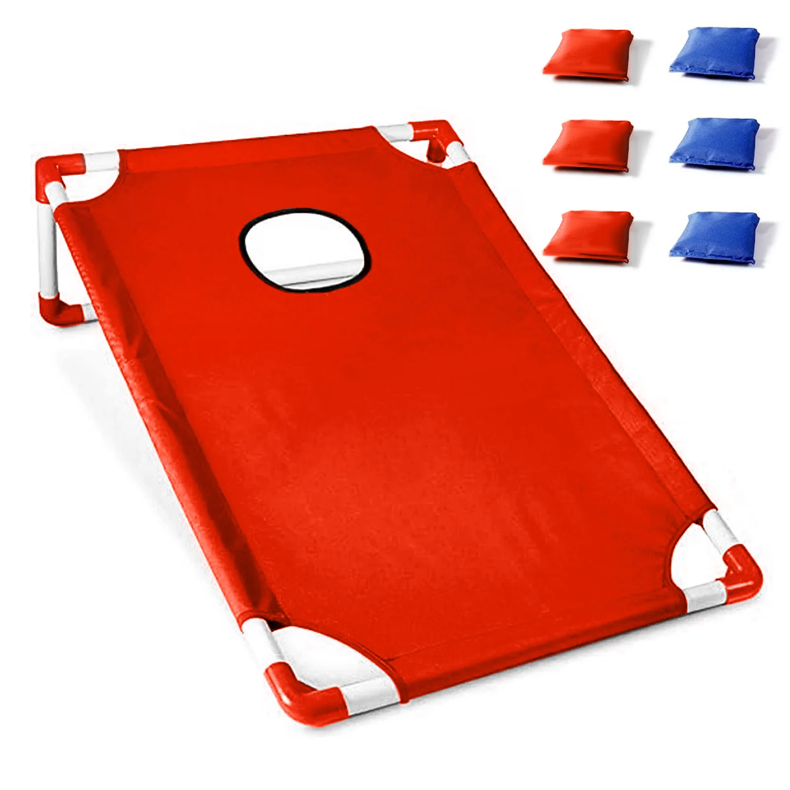 Portable Cornhole Set with 1 Cornhole Game Board and 6 Bean Bags for Yard Toss Game