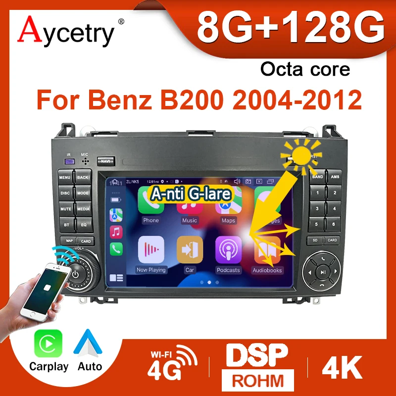 Wireless Carplay Android 12 Car Radio GPS For Mercedes Benz B200 W169 W245 W639 Viano Vito Sprinter W906 Auto stereo 2 Din BT