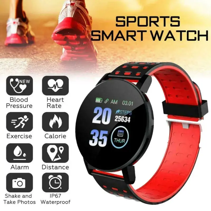 119 Plus Smart Watch Men Women WaterproofBluetooth Fitness Tracker Smartband Custom Wallpaper Sports Smartwatch for Android IOS