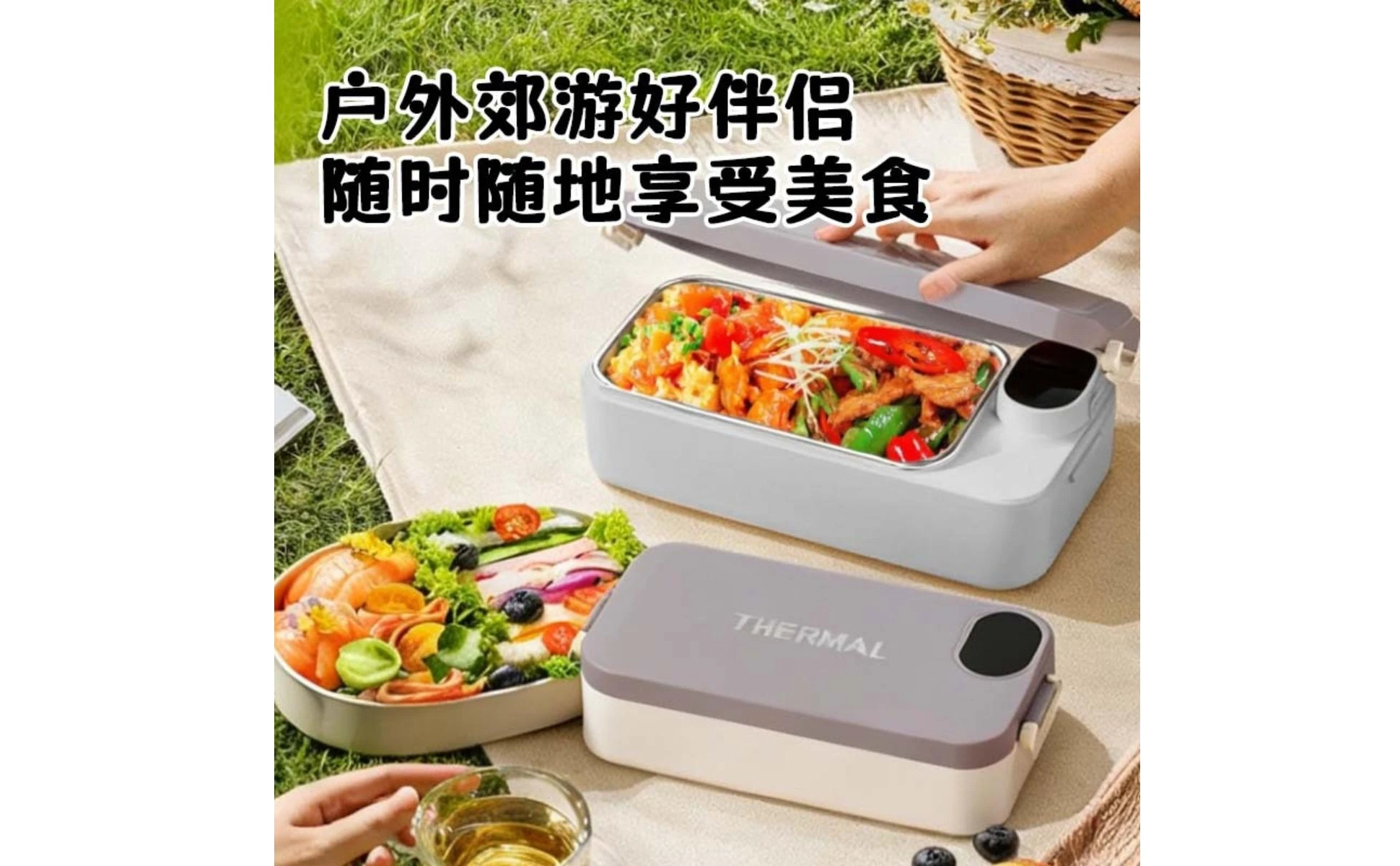 Rechargeable Heated Lunch Box Keep-Warm 304 Stainless Steel Lunch Box Portable Food Warmer Easy to Clean Thermal for Commuting