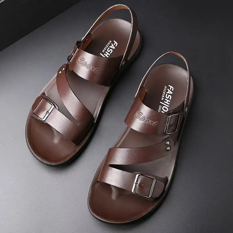

Comfortable Soft Bottom Men's Two-Way Sandals Anti-Slip Wear-Resistant Adjustable Buckle Breathable Casual Slip-On Shoes-HX2024