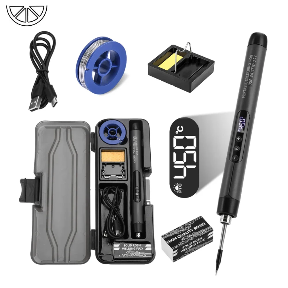 1000mAh Battery USB Soldering Iron Mini Small Soldering Iron Set Portable Household Type-C Interface Adjustable Temperature