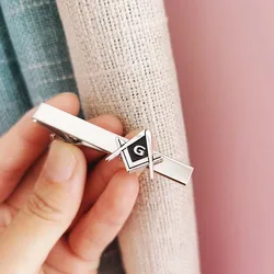 1pc 3rd Degree Freemason Tie Clip Masonic Lapel Pin Fellow Square Compass with G Men's Neck Bar Clasp Metal Badge All Seeing Eye