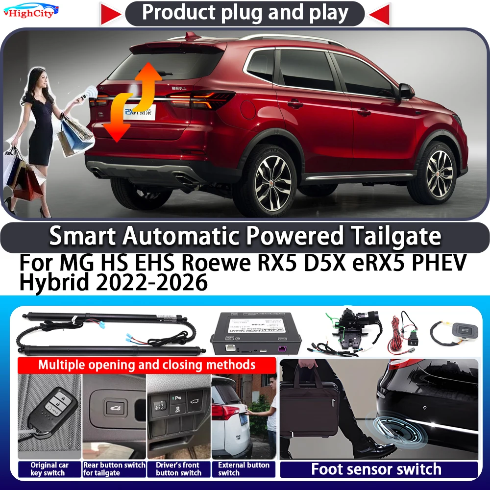 

For MG HS EHS Roewe RX5 D5X eRX5 PHEV Hybrid 2022-2026 Smart Automatic Powered Tailgate Key Close Kit Electric Power Tailgate