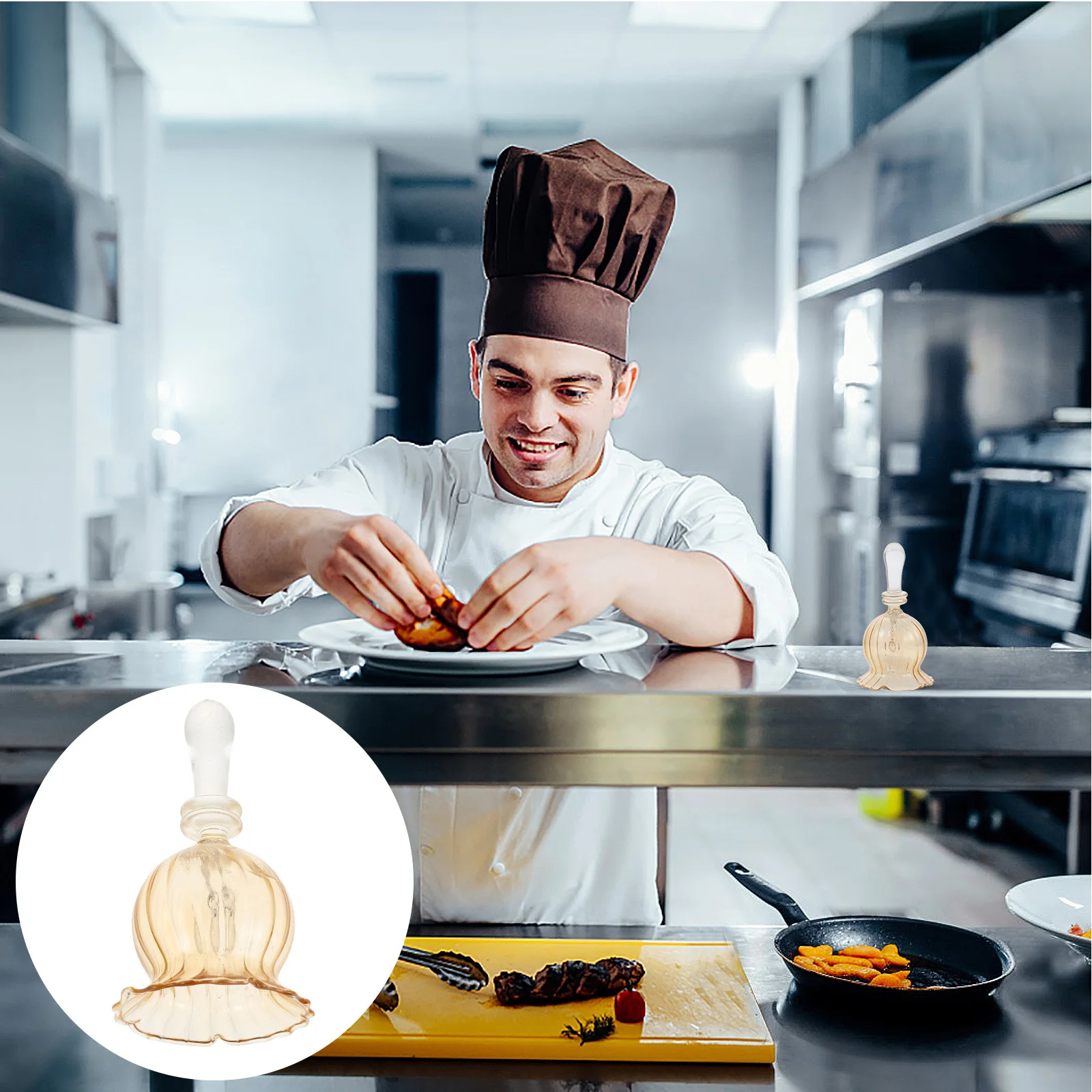 

Glass Bell Handheld Engraved Crystal Ringing Bell Rustic Tabletop Decoration Wedding Ceremonies Holiday Dinners Church Events