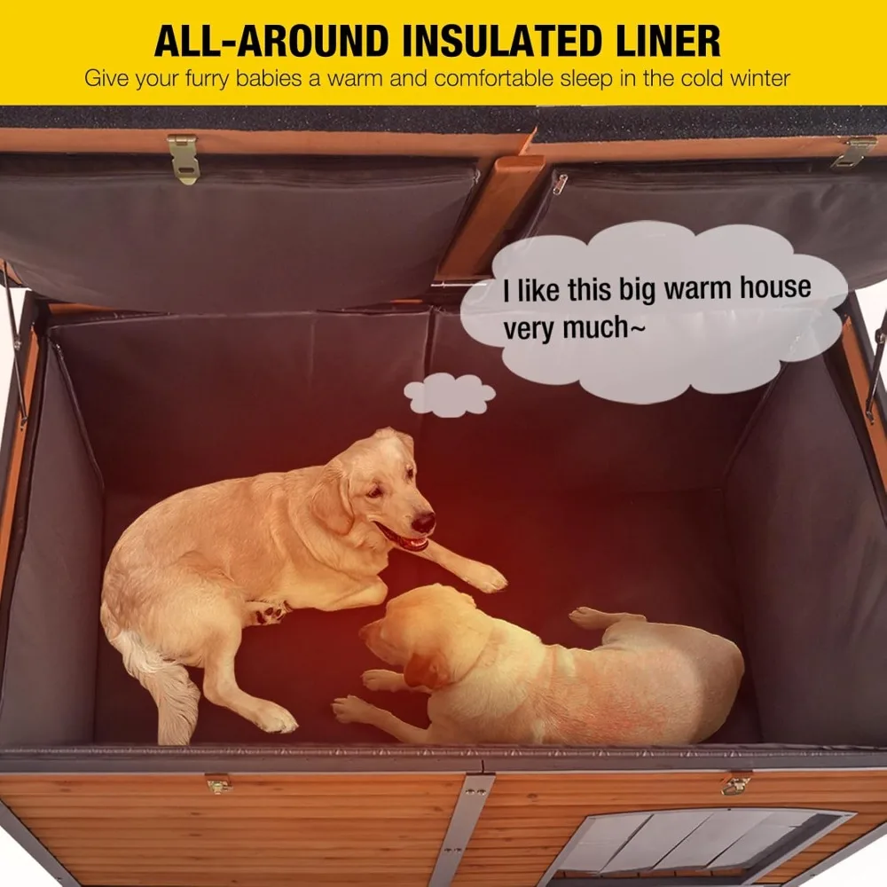 Large Dog House 100% Insulated Dog Kennel with Liner for Winter,Waterpoof for Outdoor & Indoor Use.