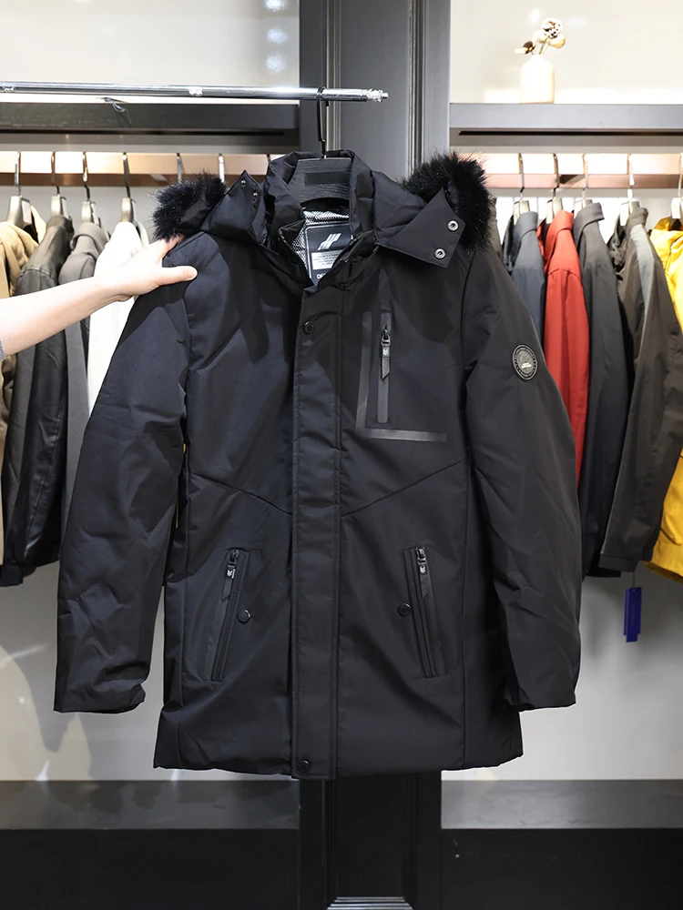 

Homesi Men's Thiened Fce Lined Detachable Hooded Jaet Busin Casual Warm Cotton Padded Coat Stand Fit Winter Wear