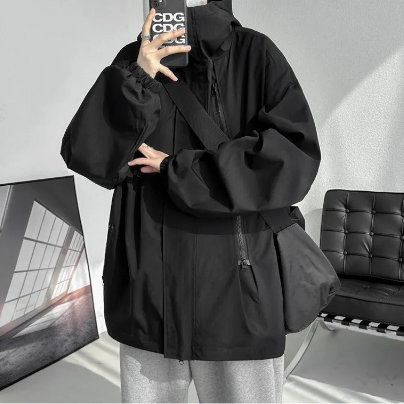 재킷 여성 유니섹스 후드 코트 지퍼 캐주얼 올매치 고딕 솔리드 하라주쿠 아메리칸 스트리트 스타일 패션 미니멀리스트 루즈