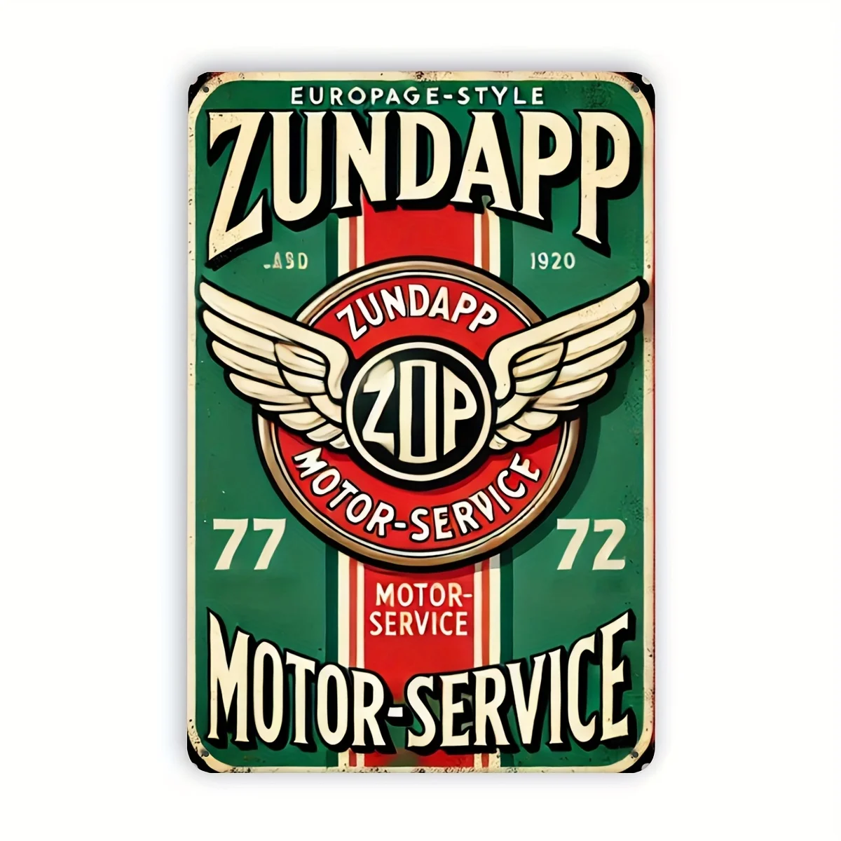 Zundapp Motor-Service Vintage Metal Sign - Tin Foil Carved Wall Art for Home, Bar, Cafe, Garage, Garden, Farmhouse Decor Retr