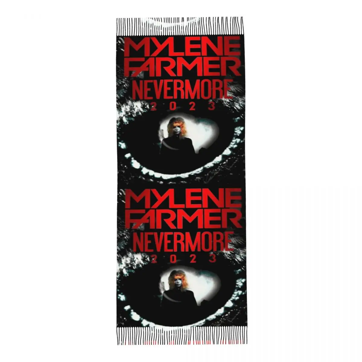 Mylene Farmer Nevermore 2023 Scarf Wrap for Women Long Winter Warm Tassel Shawl Unisex French Singer Scarves