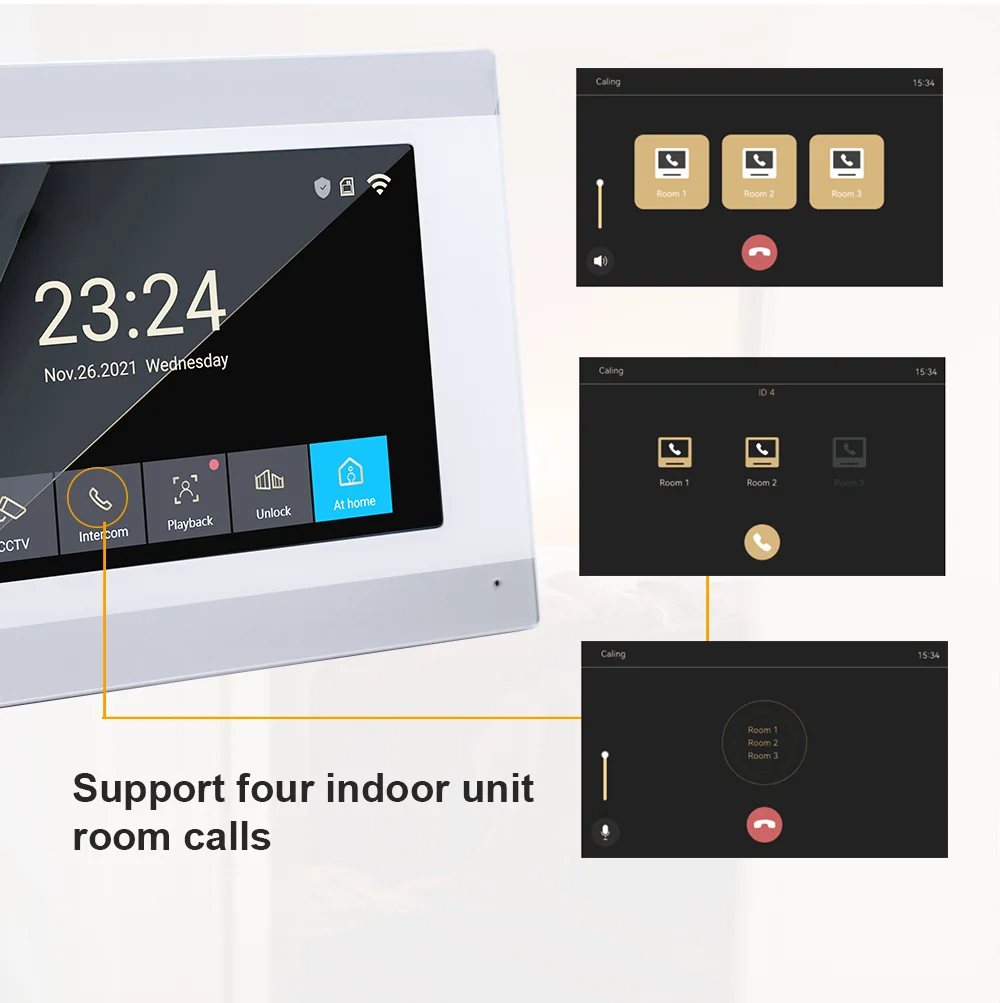 Tuya Smart Home WiFi Video Intercom, 7 Polegada Monitor, sistema de campainha, vídeo caseiro, telefone da porta com câmera, interfone para apartamento