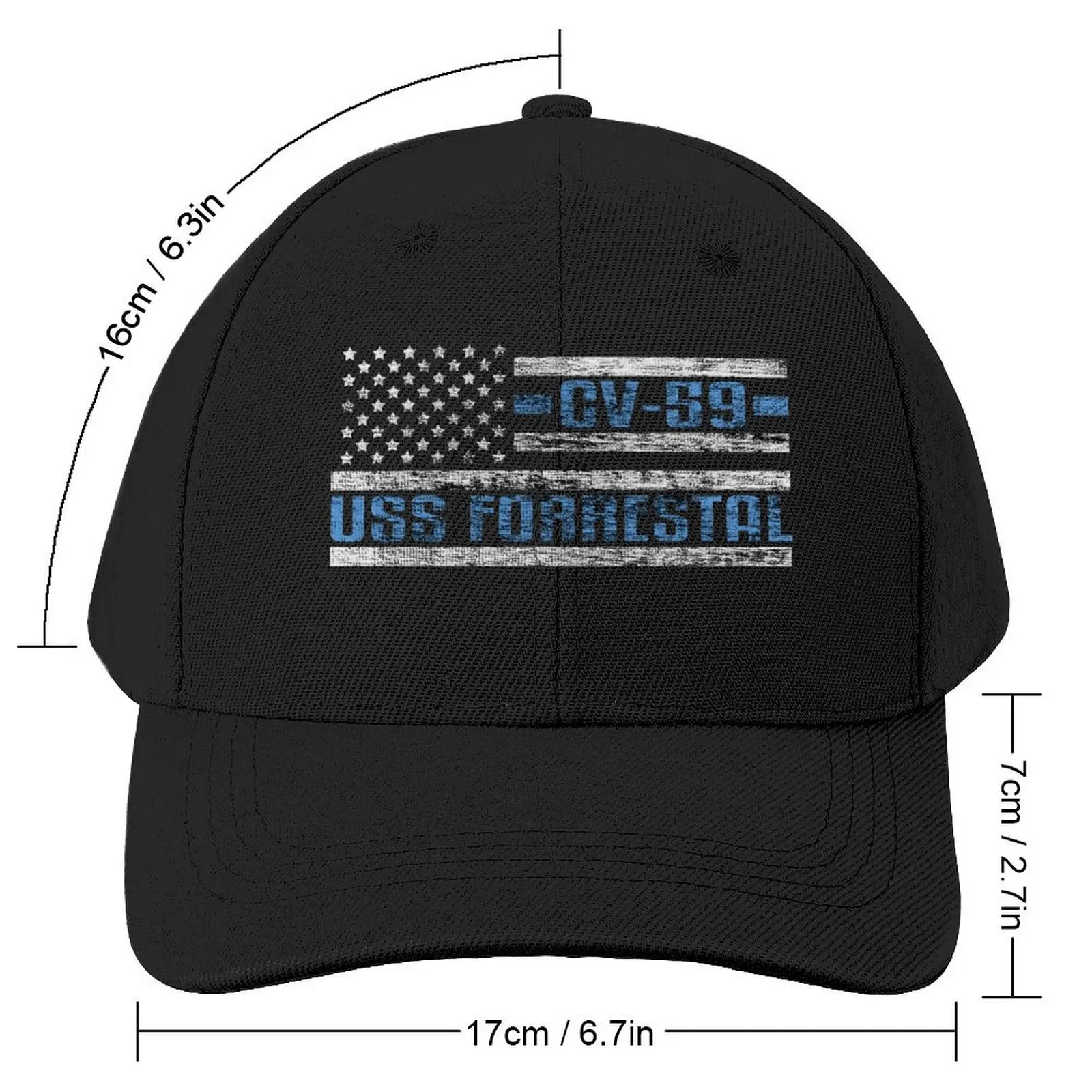 USS Forrestal CV-59 US Aircraft Carrier #1557 Baseball Cap Anime Hat Beach Women's Hats For The Sun Men's