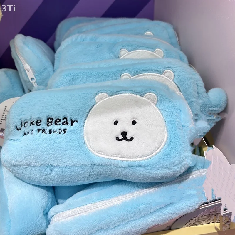 Cartoon Joke Bear Plush Student Pencil Case Large Capacity Cosmetic Storage Bag Office School Storage Supplies Zipper Pouch