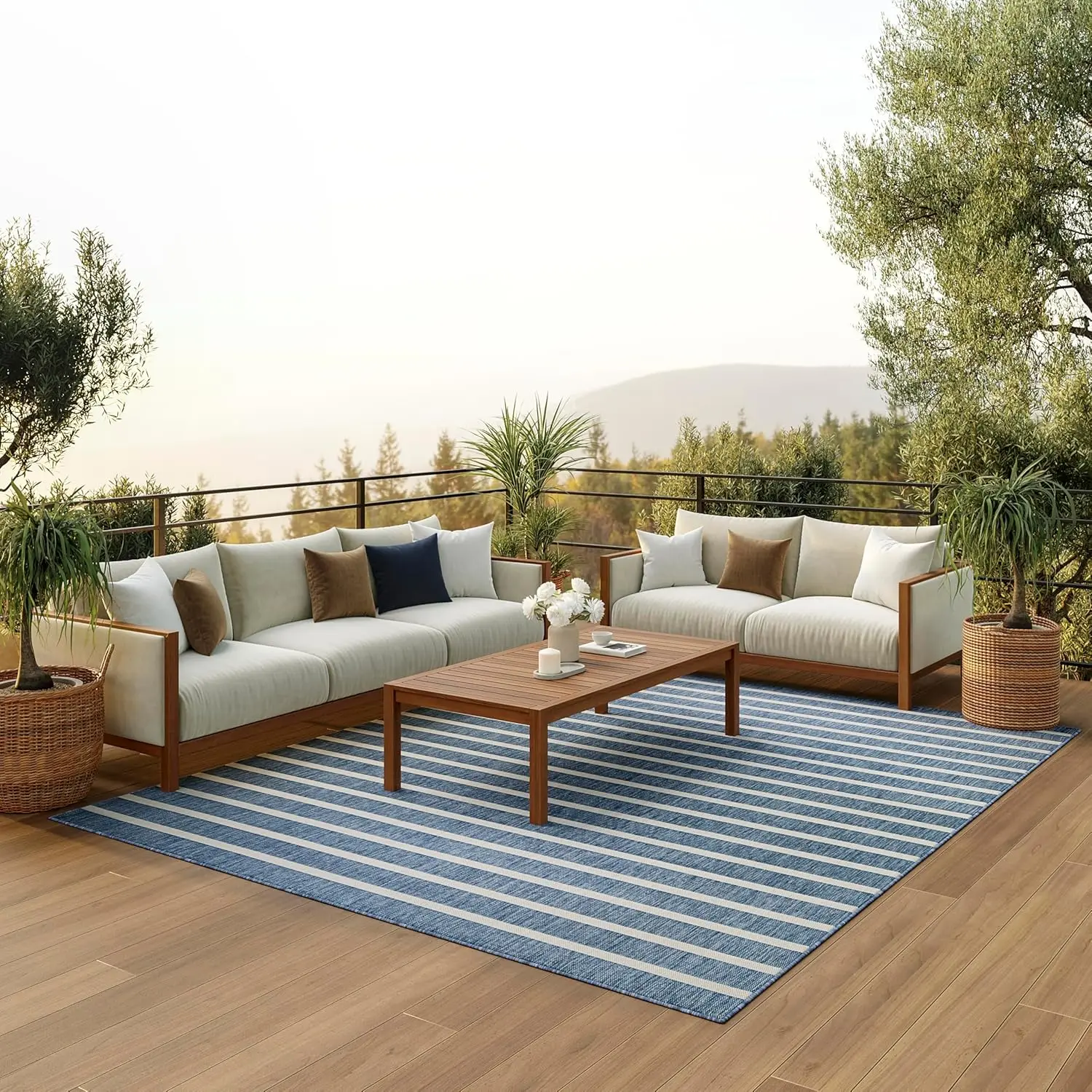 

Home Positano Navy Ivory 8' x 10' Area Rug - Easy Clean, Non Shedding, Bed Room, Living Room, Dining Room, Kitchen (8' x 10')