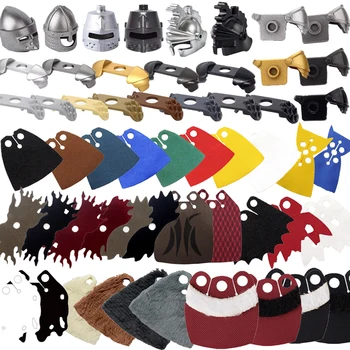 קוביות בנייה MOC צבאיות ימי הביניים אבירים חיילים אביזרים כלליים צבעוניים מעילים מפוארים קסדה כתף חיפוי ציפורן צעצוע