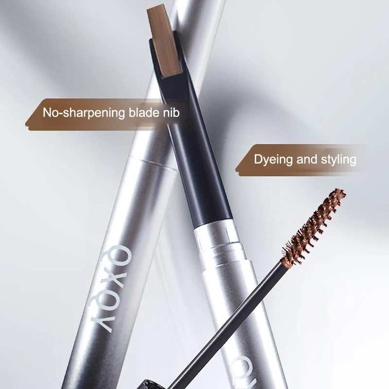 Pomada de lápiz de cejas de 3 colores, doble punta con pinceles para cejas, herramienta de maquillaje de aspecto Natural delgado de larga duración para dar forma a las cejas 3D