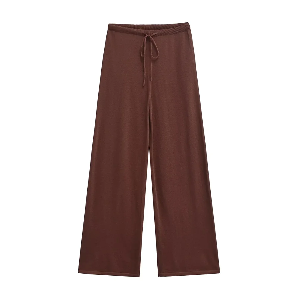 

2024 New Style · Knitted Wide Leg Pants High Waist Loose Straight Leg Pants Drop Feel Pants Soft and Skin friendly