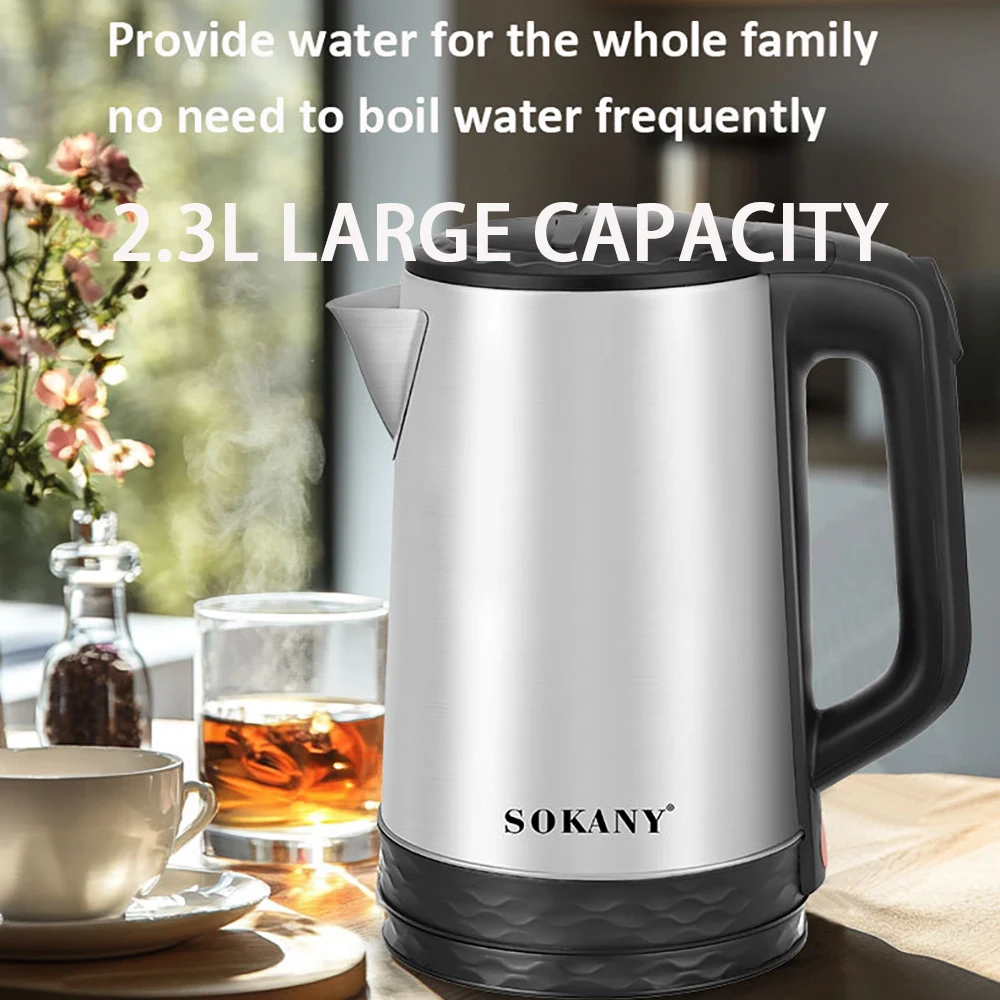 Sokany Modern Stainless Steel Bpa-Free 2.3L Hot Water 1500W Fast Boiler Electric Tea Kettle For Boiling Water