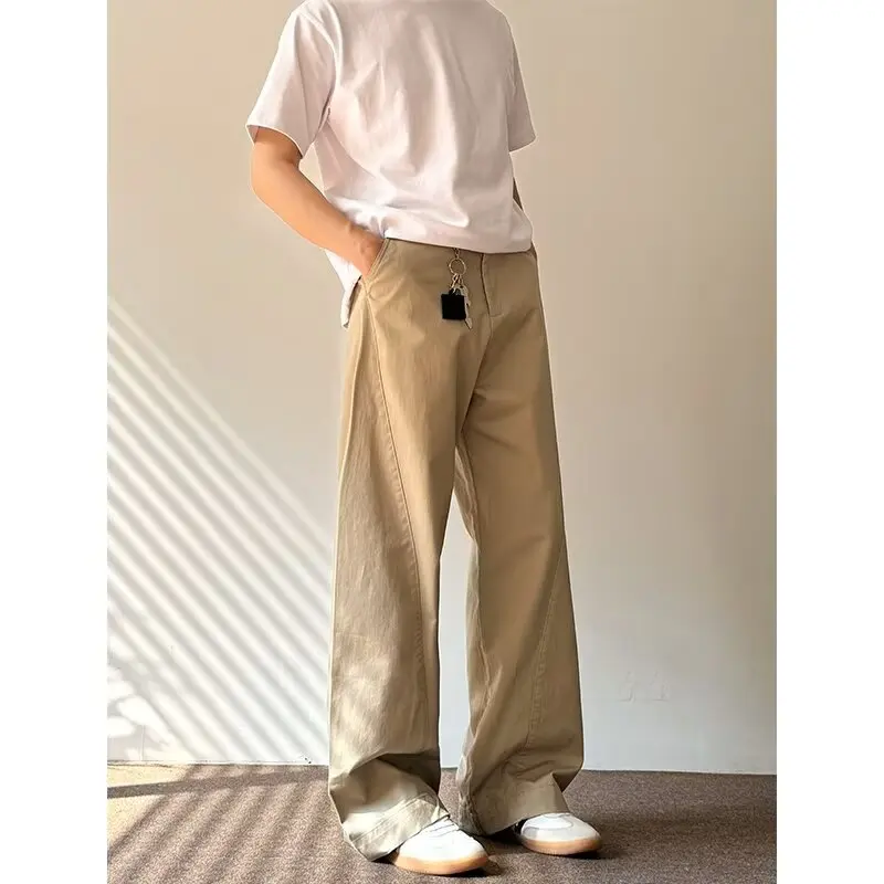 

Большие американские ретро джинсы цвета хаки с изогнутыми ножками и свободными и широкими штанинами, повседневные длинные брюки для мужчин и женщин.