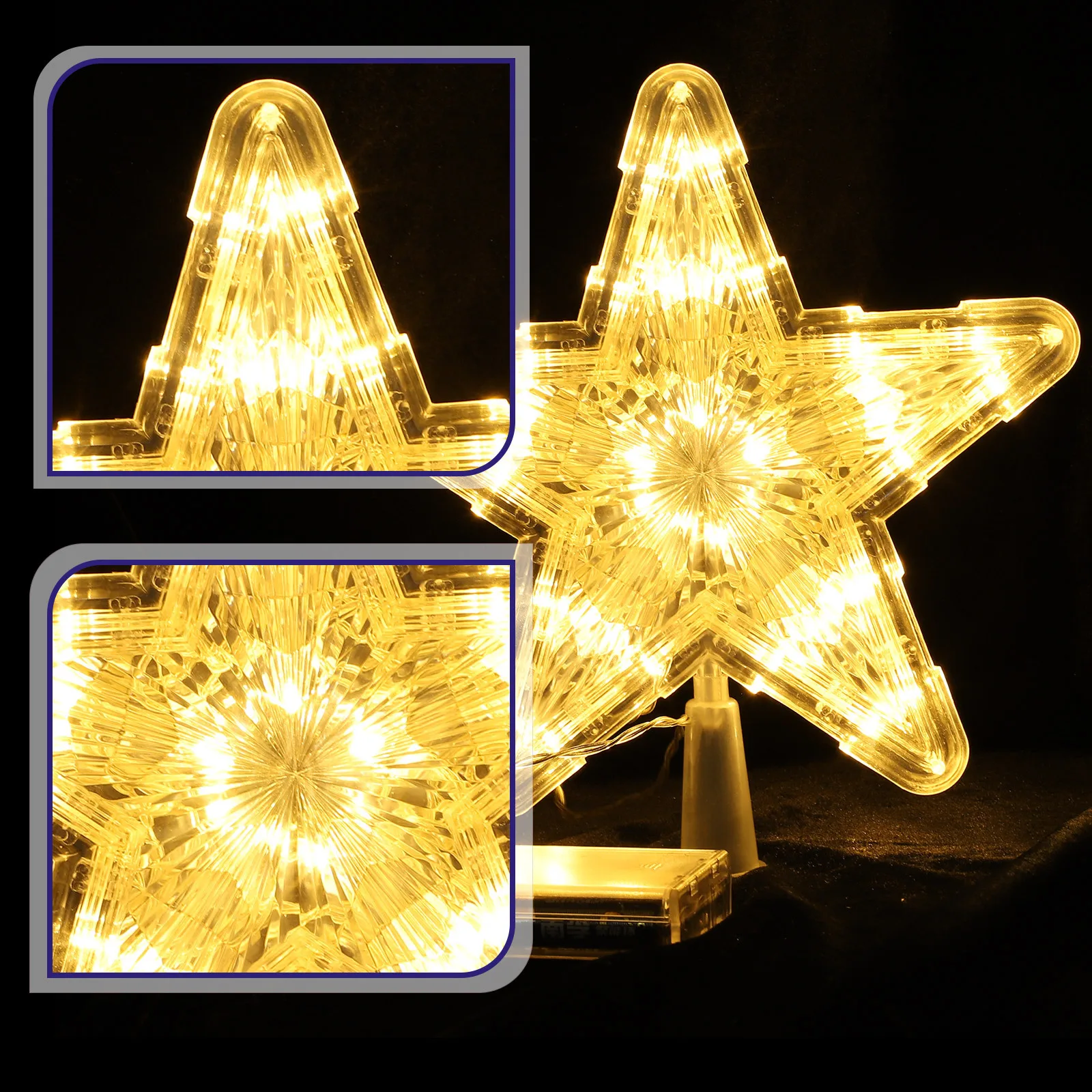 

LED Christmas Tree Light Star Treetop Decor Plastic Material Unique Xmas Party Night Lamp Xmas Treetop Light