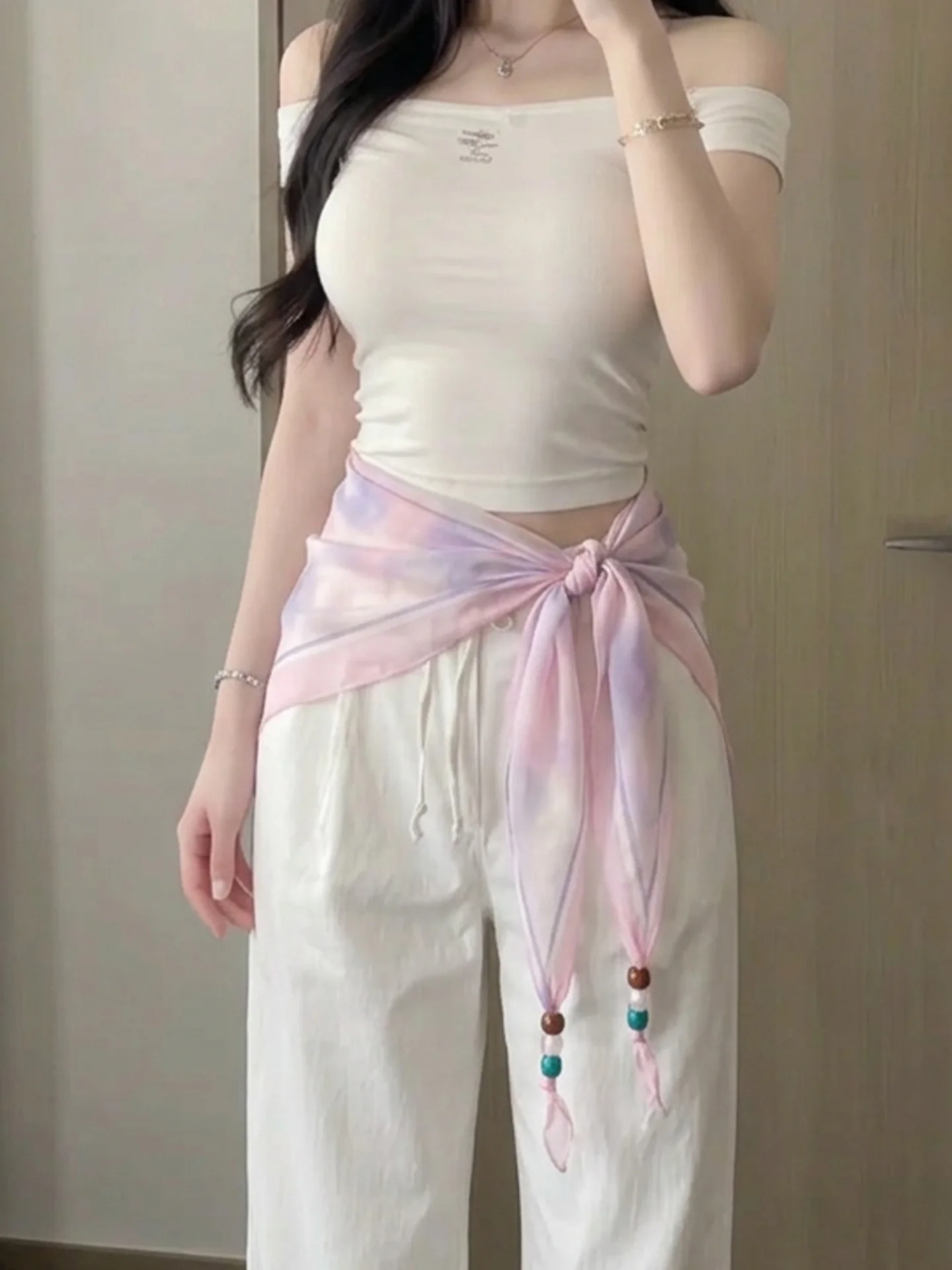 lenco-triangular-rosa-fino-para-envolver-saia-midi-fena-com-cinto-estilo-Etnico-com-estampa-floral-fibra-de-poliester