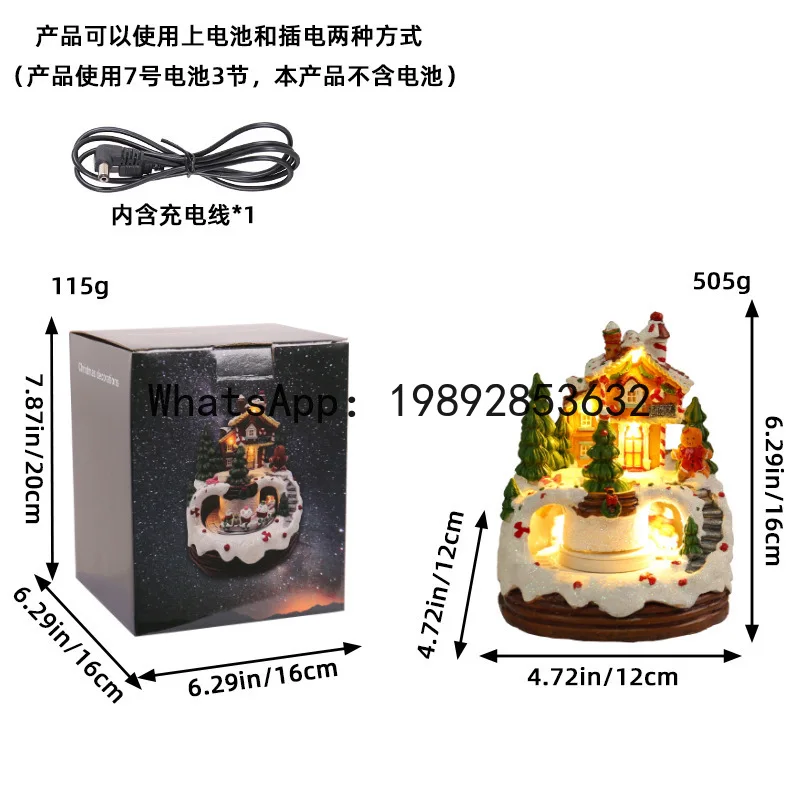 

ZZ luminous music house ornament new music box night light hut children's Christmas gift