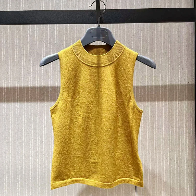 

Ouomai женский вязаный шерстяной жилет Svel круглый Ne Pure Color Base irt модный универсальный зимний женский топ Faion