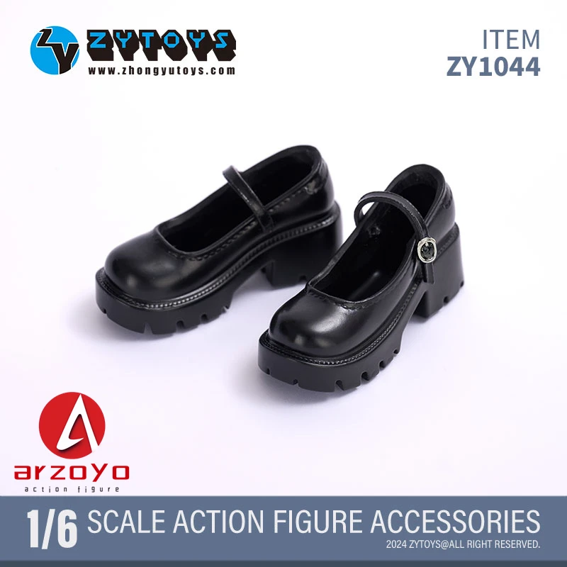 ZYTOYS ZY1044 1/6 Scale School Girl Black Leather Shoes JK Uniform Shoes Model  Fit 12'' Female Soldier Action Figure Body Doll