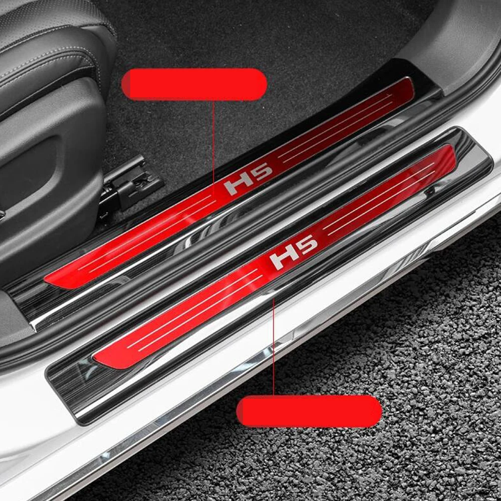 

For HongQi H5 2023-2025 Car External Door Sill Scuff Plate Welcome Pedal External threshold strip Stainless Garnish Accessories