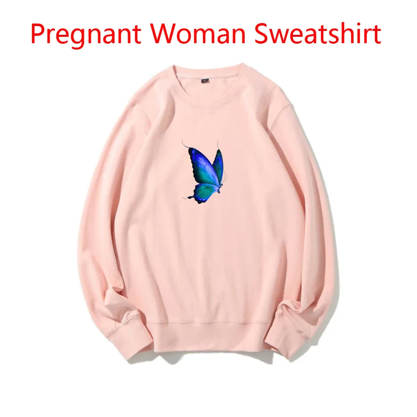 Maternity Woman Sweatshirt Spring Autumn Sweaters Butterfly Funny Cute Sweet Print Pregnant Women Pullover Customized Add Your