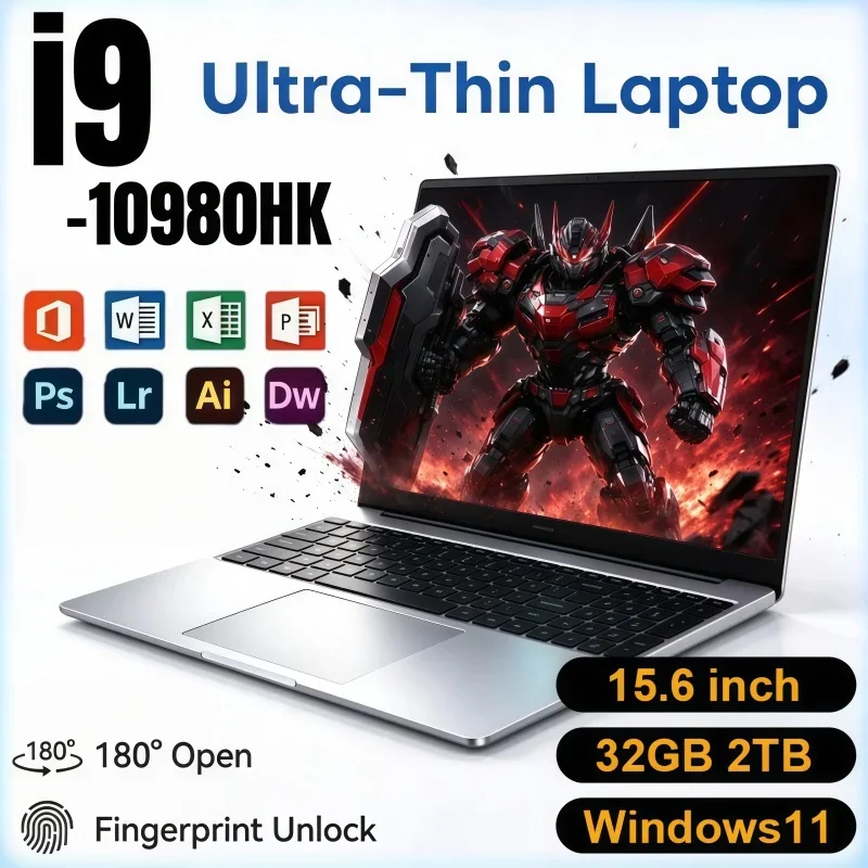High Performance Portable PC 15.6 Inch Intel Core I9 10980HK Windows 11 32GB RAM 2TB SSD Fingerprint Unlock Notebook For Work