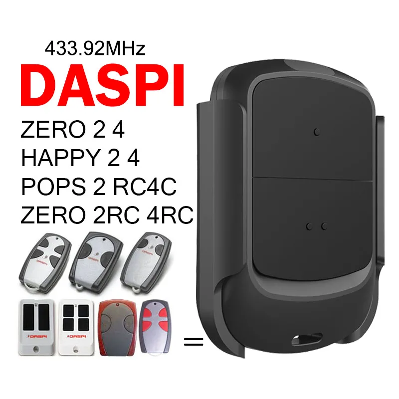 

DASPI ZERO 2 4 HAPPY 2 4 2RC 4RC POPS 2 RC4C Пульт дистанционного управления гаражными воротами Клон Электрическое управление дверью Устройство для открывания гаражных ворот 433,92МГц