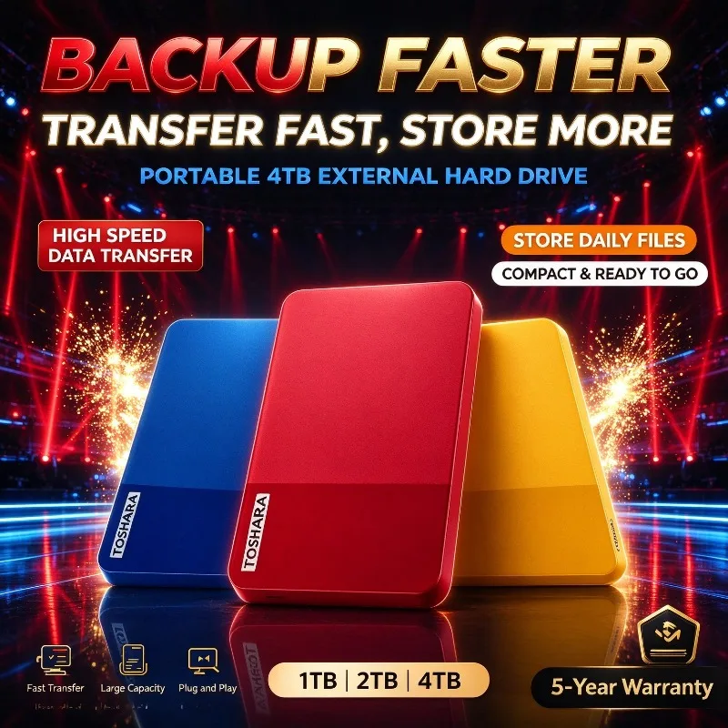 B3 Portable 4TB External Hard Drive High Speed Disk Multi-color selection For Laptop Desktop Mac Android Phone Data Backup