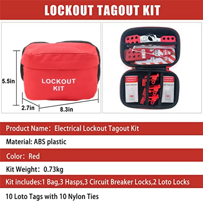 1 Set Electrical Lockout Tagout Kit Red For Great Addition To Machinery, Electrical Equipment, Industrial Work, And More.