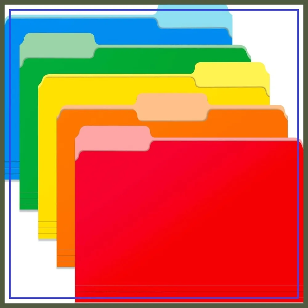 

Two Tone File Folders 8.5x11, 1/3 Cut Tab, Assorted Colors, Letter Size, 15 Pack for Office & School