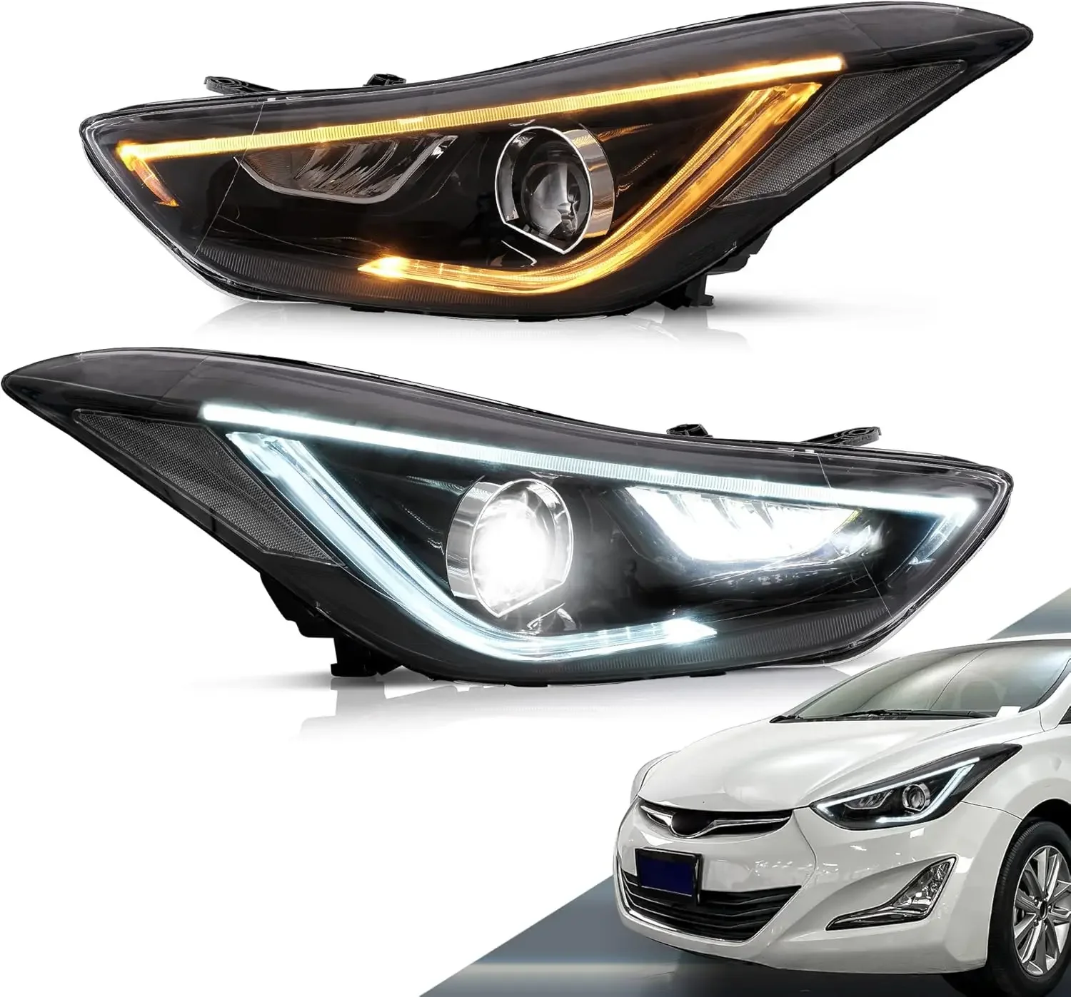 LED Front Lights Compatible with Hyundai Elantra 2012-2015& Elantra Coupe 2013 2014(Not for Hybrid) Need D2H/ D2S Bulbs(NO