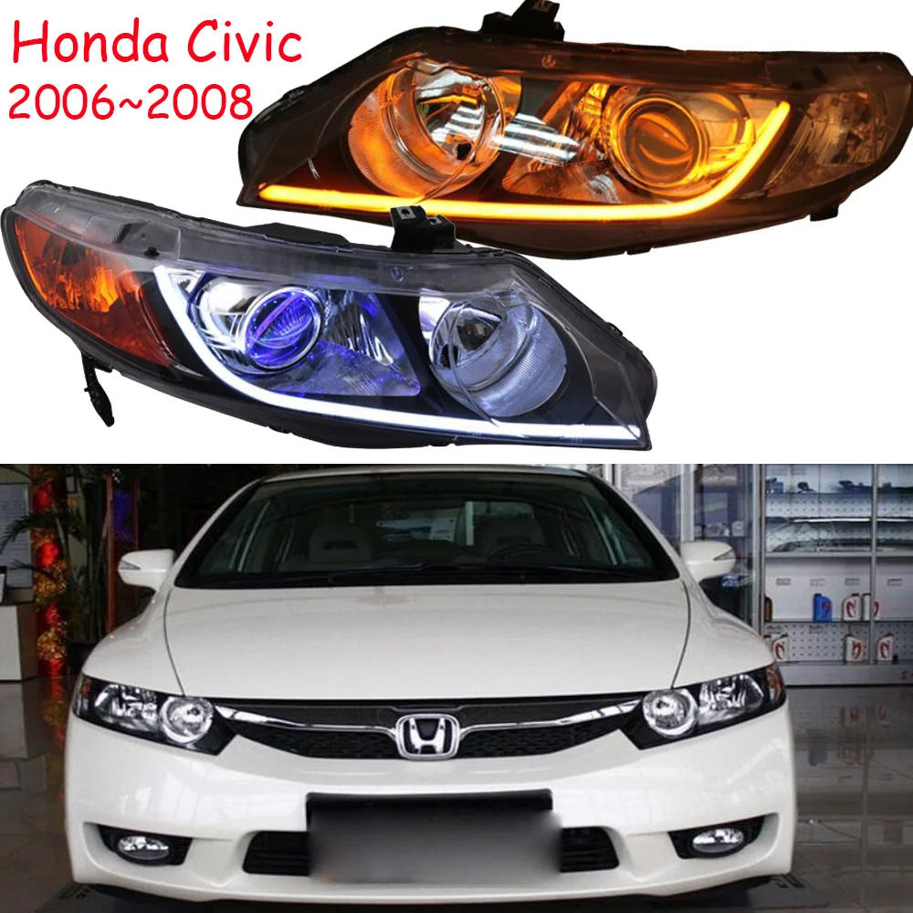 2pcs Cars Styling Headlights For CIVIC 8th Headlight DRL 2006 2007 2008year LED Running lights Bi-Xenon Beam Fog