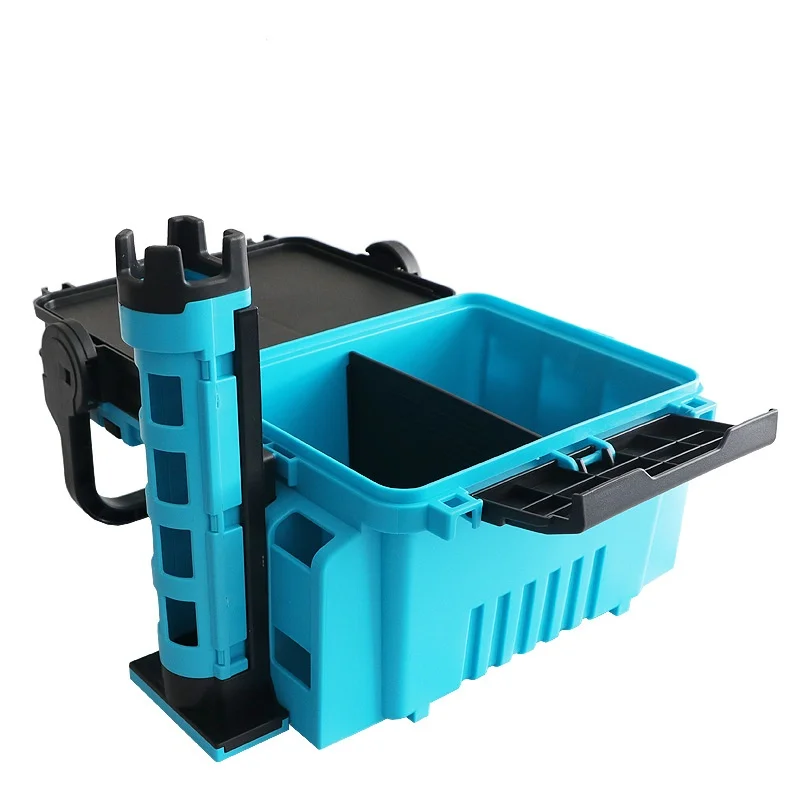 

Multifunctional Double-Layer Fishing Toolbox with Pole Frame Popular Double-Layer Storage for Fishing Tackle and Boxes