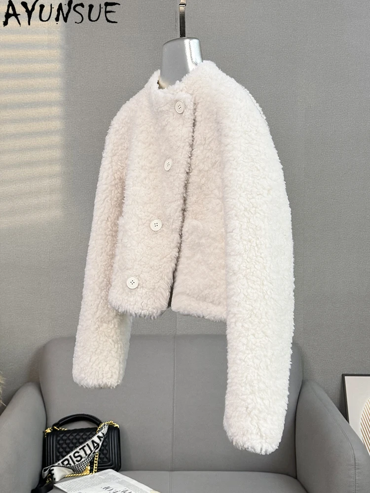 AYUNSUE 100% Natural Wool Women's Jacket 2025 Autumn Winter Lamb Fur Jacket Woman Clothes High Quality Outerwears Abrigo Mujer