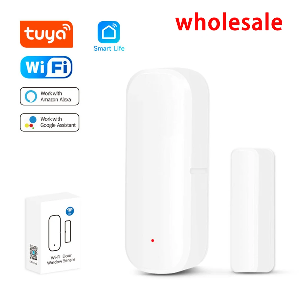 Tuya-Capteur de porte et fenêtre WiFi, détecteur d'ouverture et de fermeture de porte sans fil, contrôle de la vie intelligente via Alexa Google Home, vente en gros