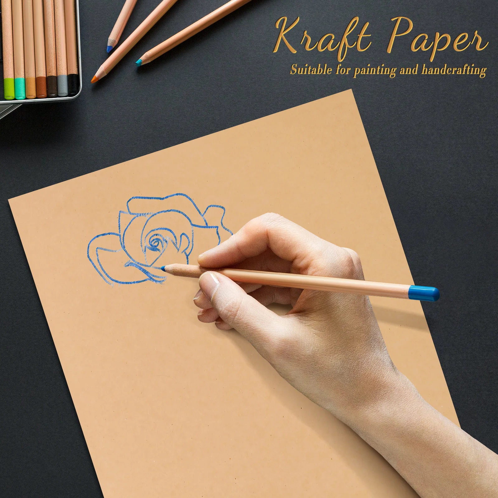 100Pcs 150gsm A4 Brown Kraft Paper Cardstock for Crafts Scrapbooking Invitations Handmade Projects Handmade Paper