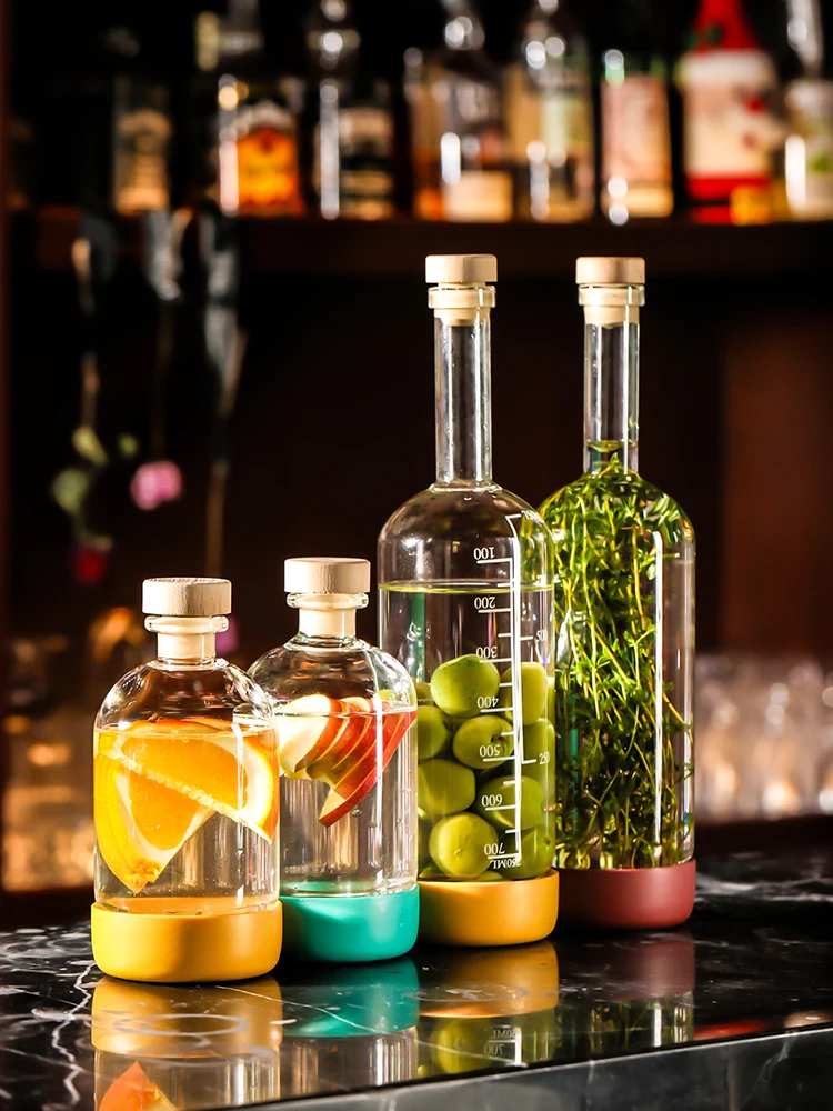 Colorful With Bottomed Juice Drinks Soaking Wine Bottles Bartending Homebrew Wine Bottles Fruit Wine Bottles Empty Wine Bottle