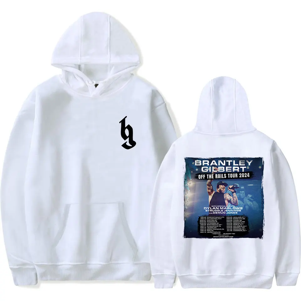 Brantley Gilbert Merch Off the Rails 2024 Tour Hoodie Women Men Casual Printed Pullovers Sweatshirt Streetwear