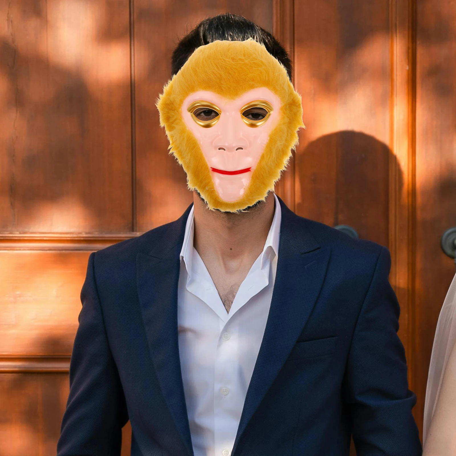 

Mask Half Face Monkey Halloween Cosplay Props Chimpanzee Furry Animal Full Head Funny