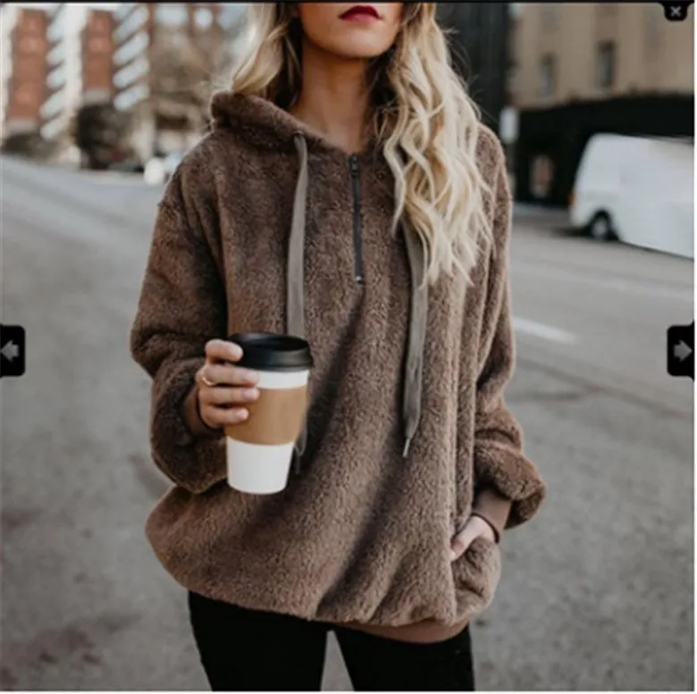 Pull à capuche décontracté pour femme et fille, manteau en velours, de rue, en Polyester, Long, coupe ample, une seule pièce, automne et hiver