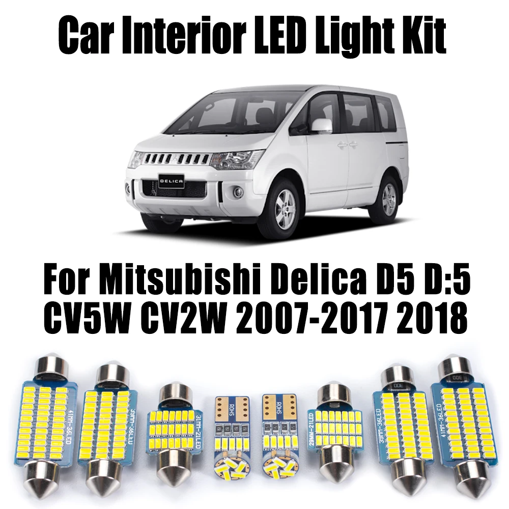 

12 шт. автомобильные аксессуары Canbus для Mitsubishi Delica D5 D:5 CV5W CV2W 2007-2015 2016 2017 2018 светодиодный комплект внутреннего купольного освещения для чтения