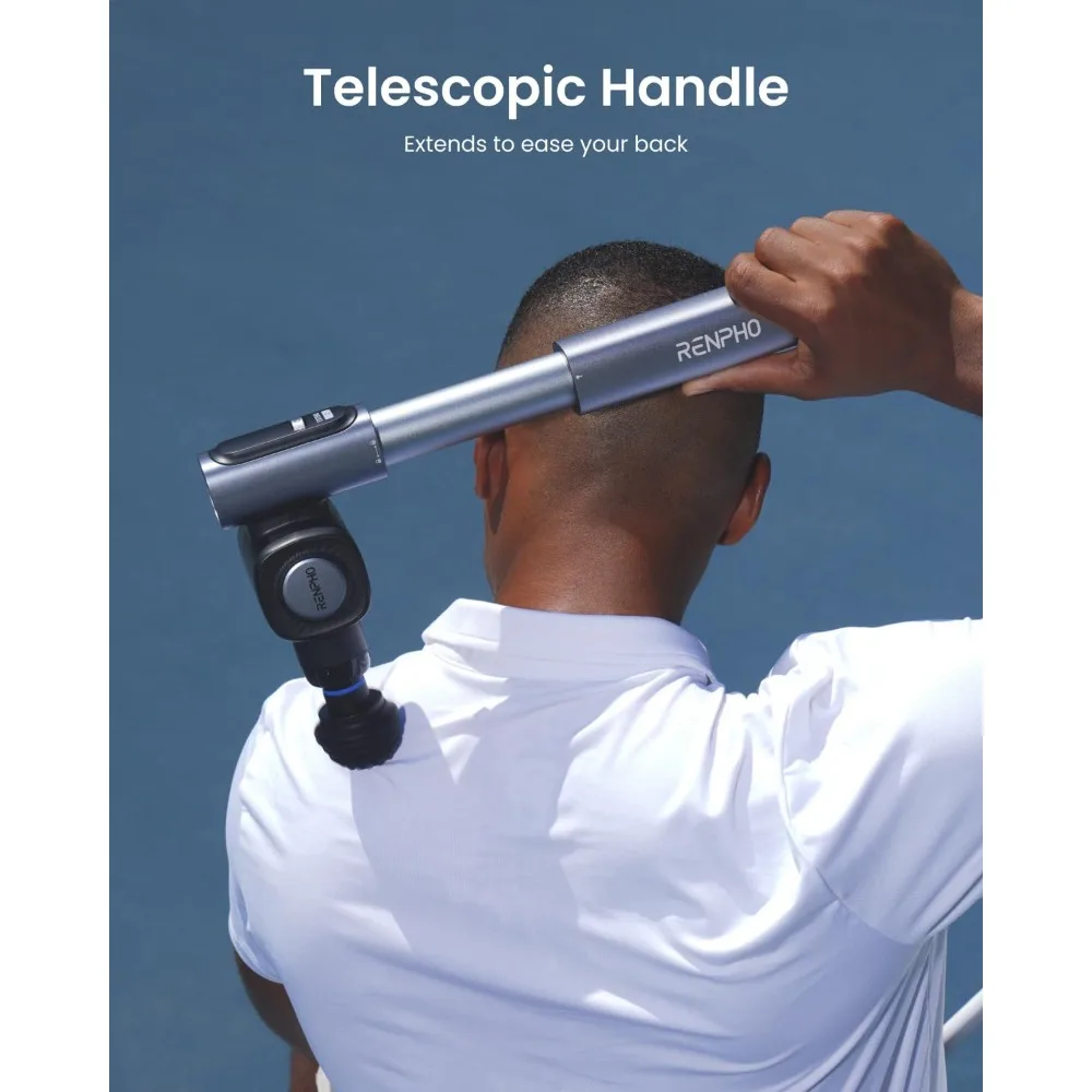 

Massage with Adjustable Angles and Extension Handle, Handheld Percussion Muscle Massager Deep Tissue