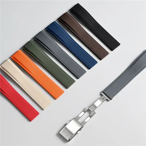 Imagen 2 del producto Correa de reloj de caucho fluorado cortada a medida 20 mm 21 mm 22 mm FKM Correa de repuesto universal de liberación rápida para Breitling para Omega para Tudor