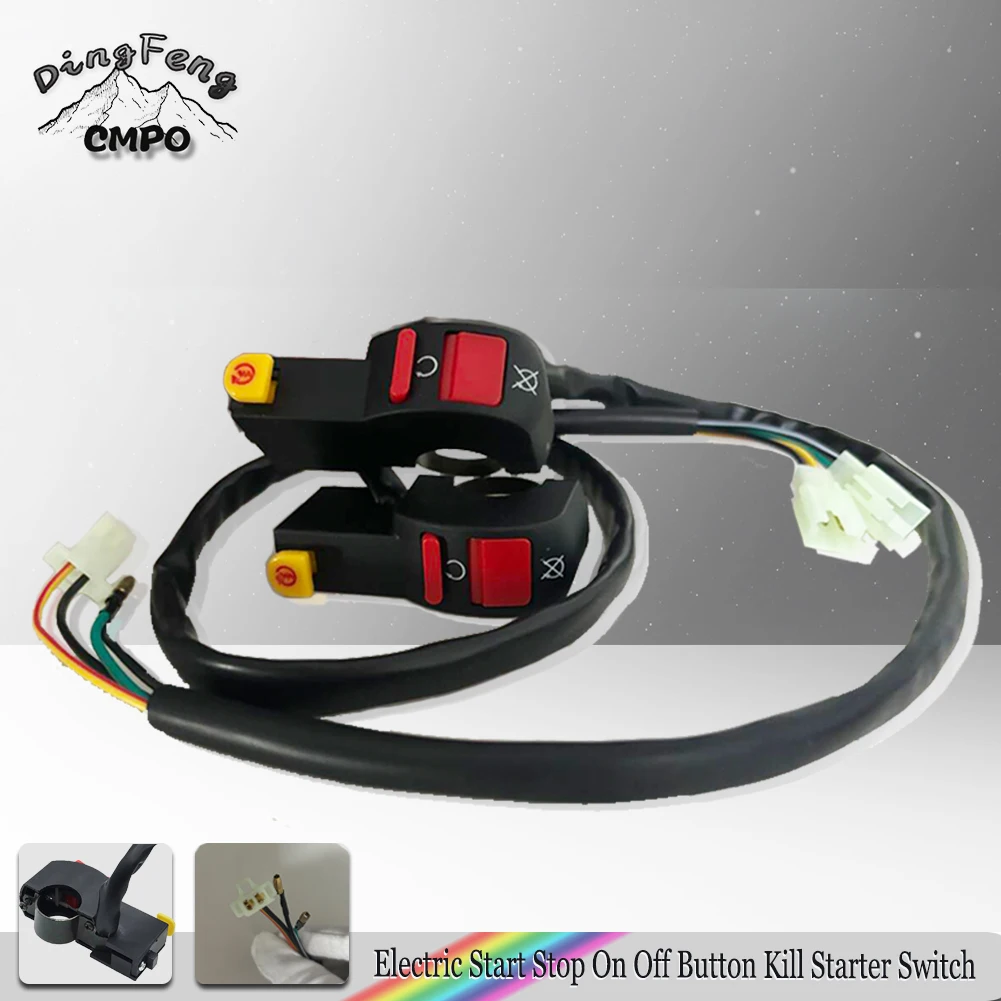 Electric Start Stop On Off Button Kill Starter Flameout Switch Motorcycle Dirt ATV Quad Bike On-Off Toggle Switch Push-Button